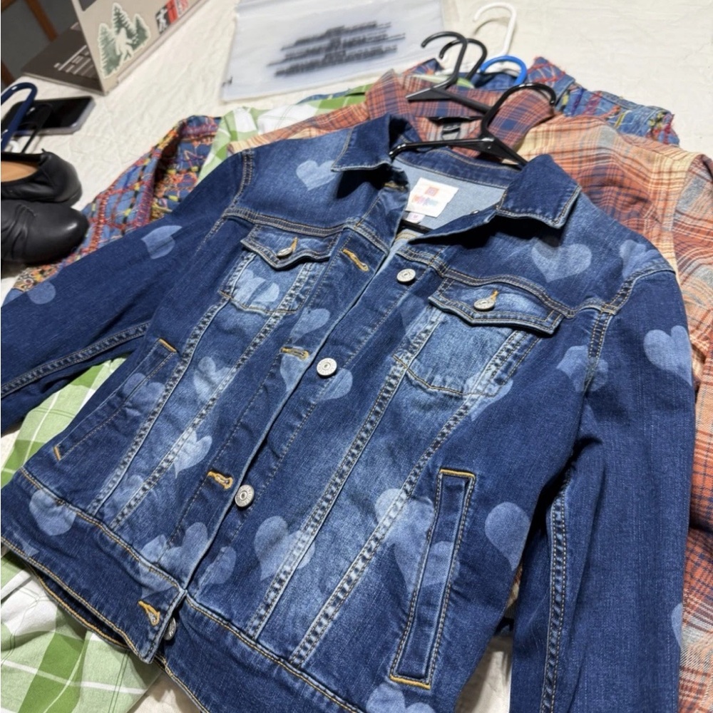 LuLaRoe Denim Jacket with Heart Design
